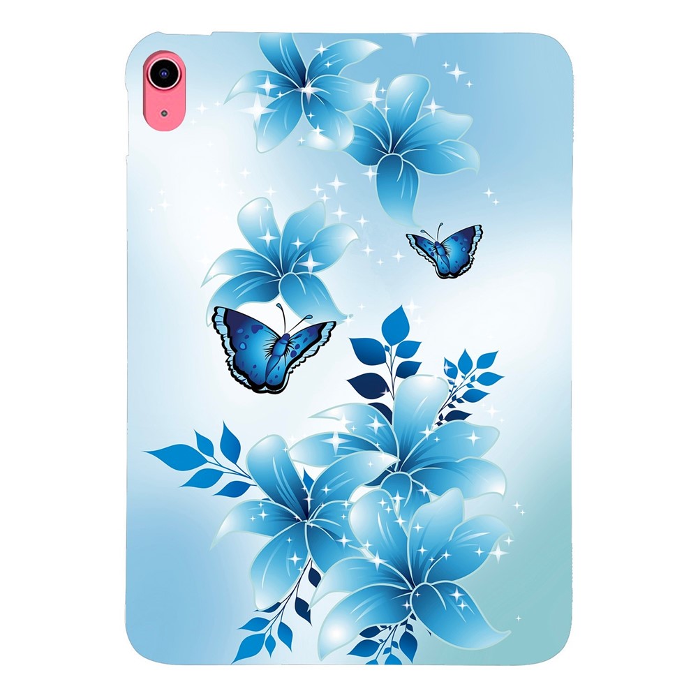 For iPad (2025) / 10.9 (2022) Case Pattern Printing Slim Soft TPU Tablet Cover - Blue Butterfly