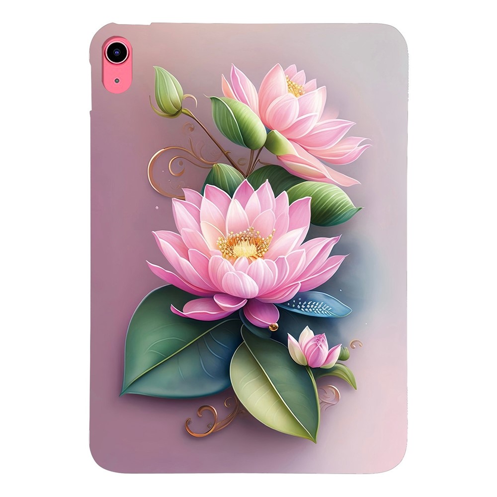 For iPad (2025) / 10.9 (2022) Case Pattern Printing Slim Soft TPU Tablet Cover - Lotus