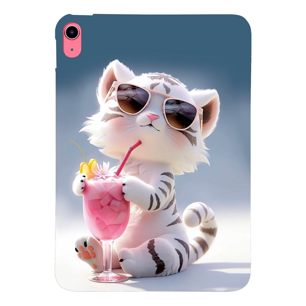 For iPad (2025) / 10.9 (2022) Case Pattern Printing Slim Soft TPU Tablet Cover - Cartoon Tiger