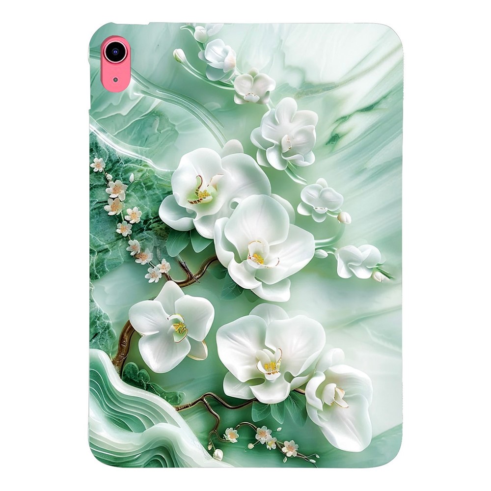 For iPad (2025) / 10.9 (2022) Case Pattern Printing Slim Soft TPU Tablet Cover - Jade Flower