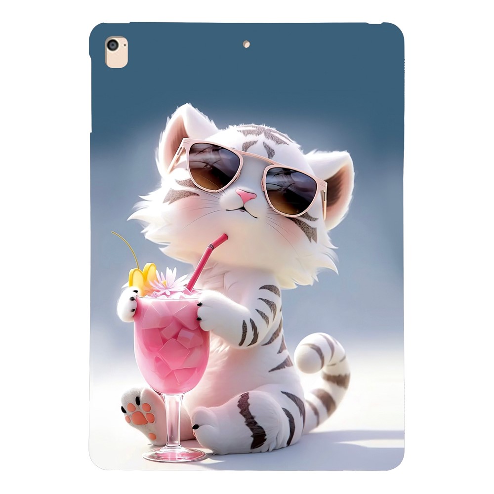 Tablet Case For iPad 9.7-inch (2018)  /  (2017)  /  Air 2  /  Air (2013) Pattern Printing Slim Soft TPU Cover - Cartoon Tiger