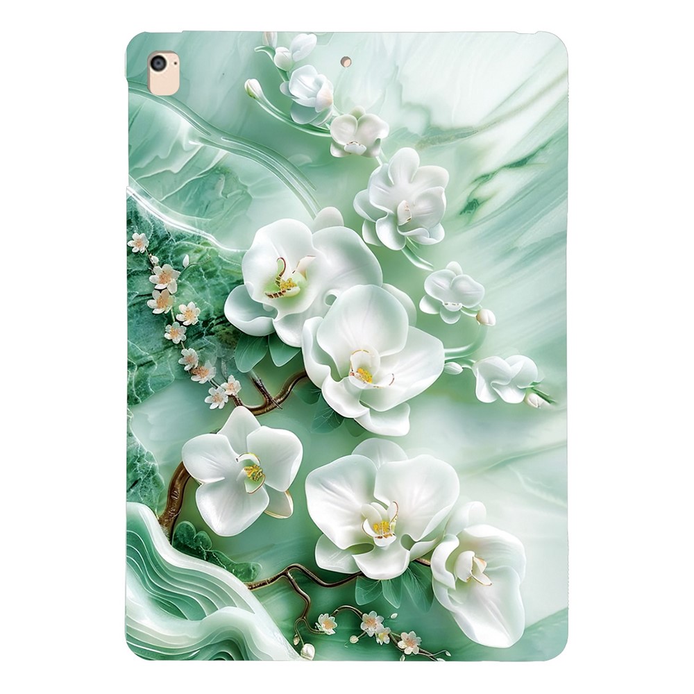Tablet Case For iPad 9.7-inch (2018)  /  (2017)  /  Air 2  /  Air (2013) Pattern Printing Slim Soft TPU Cover - Jade Flower