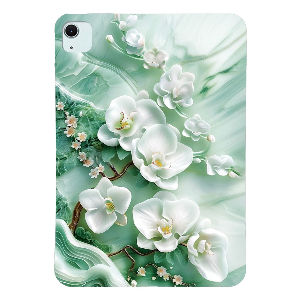 Tablet Case For iPad Air 11 (2025) / (2024) / Air (2022) / (2020) Pattern Printing Slim Soft TPU Cover - Jade Flower