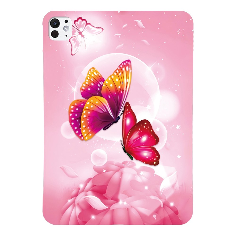For iPad Pro 11 (2025) / 11 (2024) Case Pattern Printing Slim Soft TPU Tablet Cover - Pink Butterfly