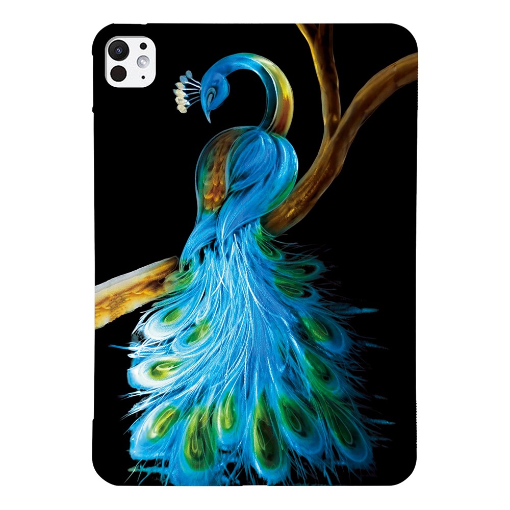 For iPad Pro 11 (2025) / 11 (2024) Case Pattern Printing Slim Soft TPU Tablet Cover - Peacock