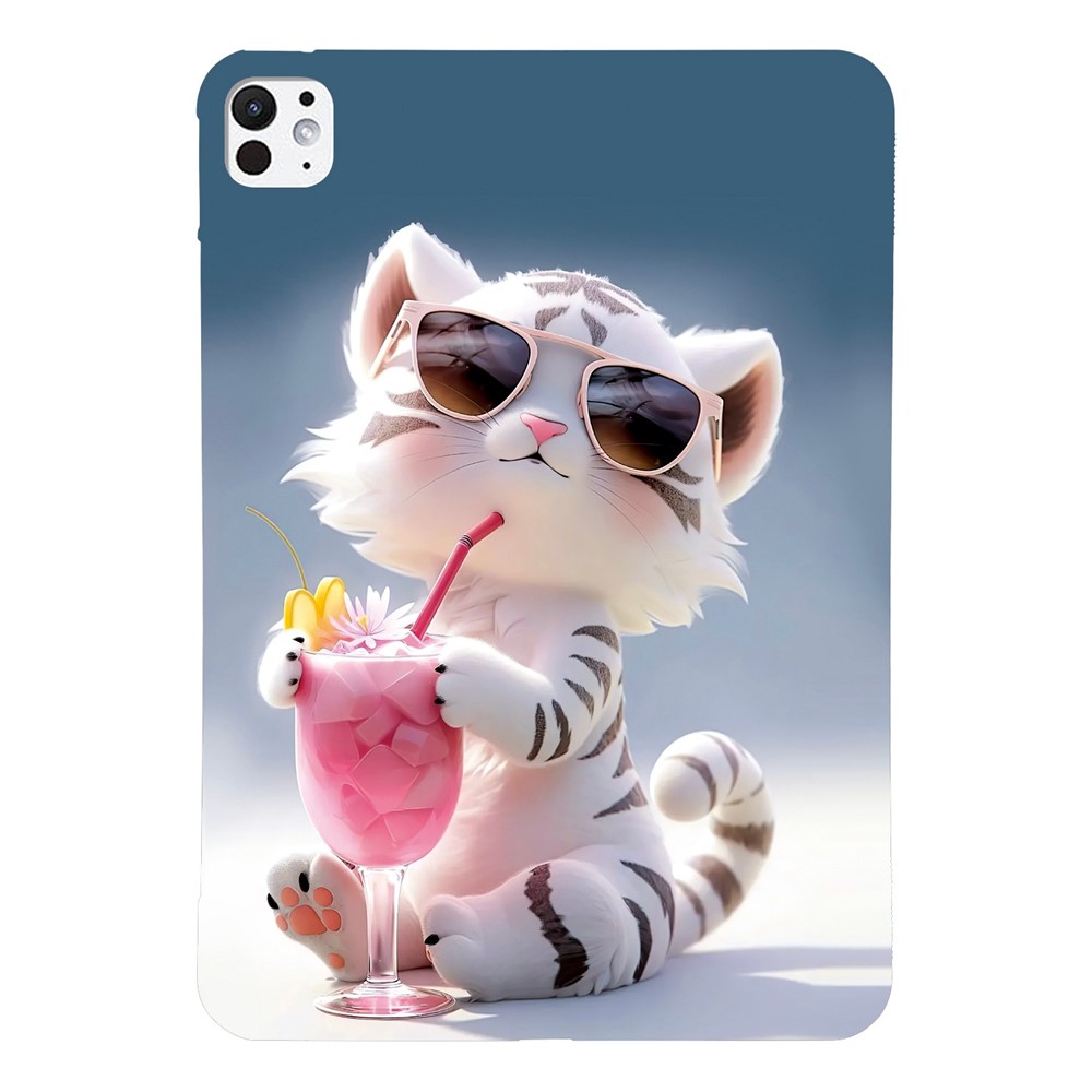 For iPad Pro 11 (2025) / 11 (2024) Case Pattern Printing Slim Soft TPU Tablet Cover - Cartoon Tiger