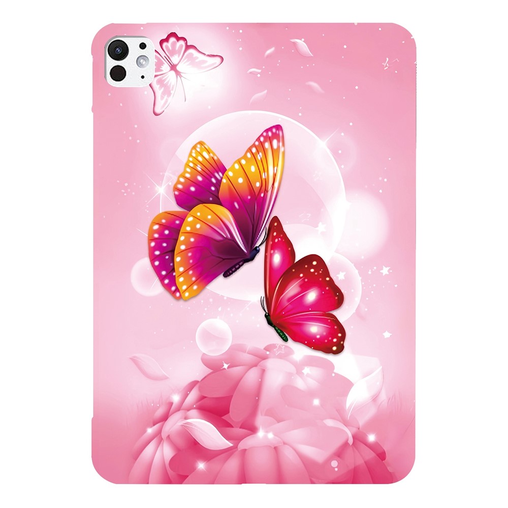 For iPad Pro 13 (2025) / 13 (2024) Case Pattern Printing Slim Soft TPU Tablet Cover - Pink Butterfly