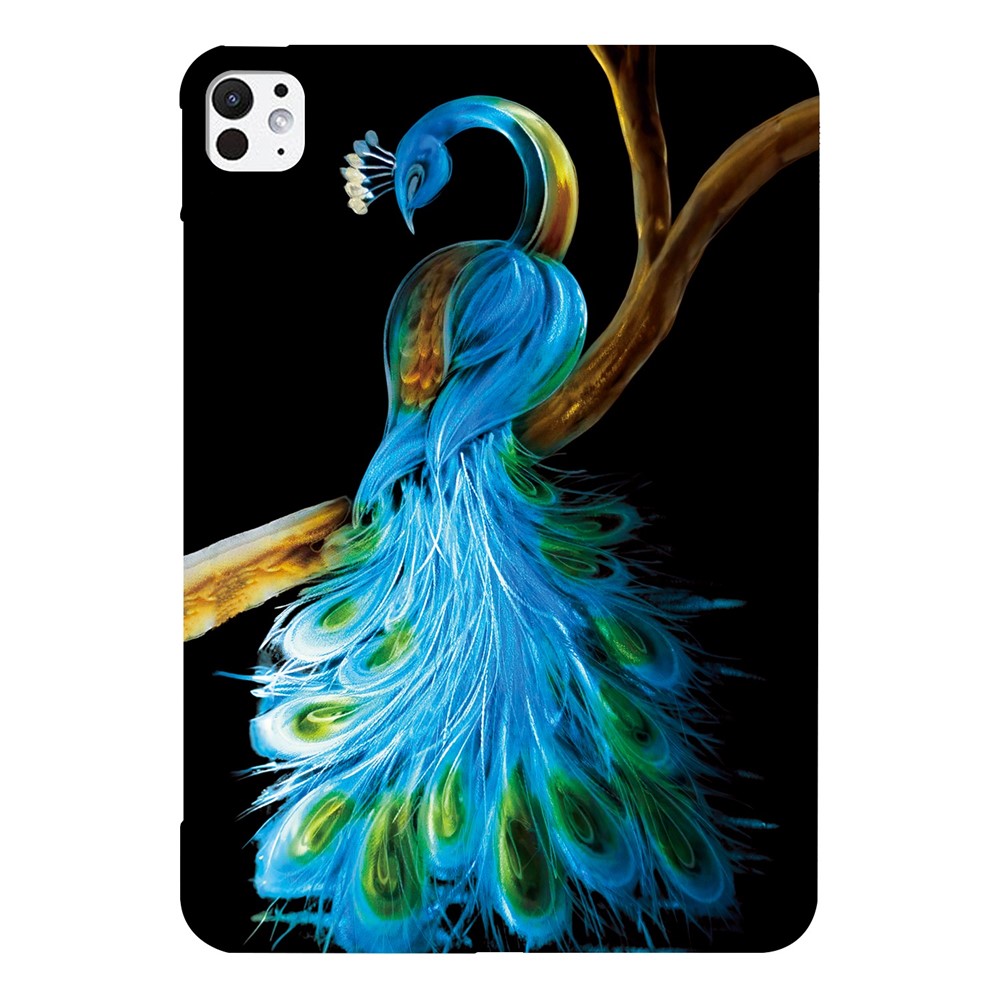 For iPad Pro 13 (2025) / 13 (2024) Case Pattern Printing Slim Soft TPU Tablet Cover - Peacock