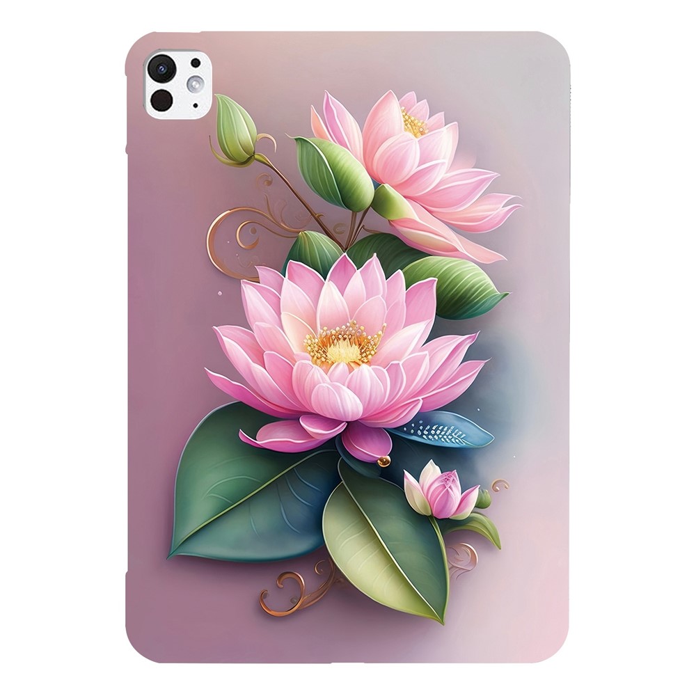 For iPad Pro 13 (2025) / 13 (2024) Case Pattern Printing Slim Soft TPU Tablet Cover - Lotus