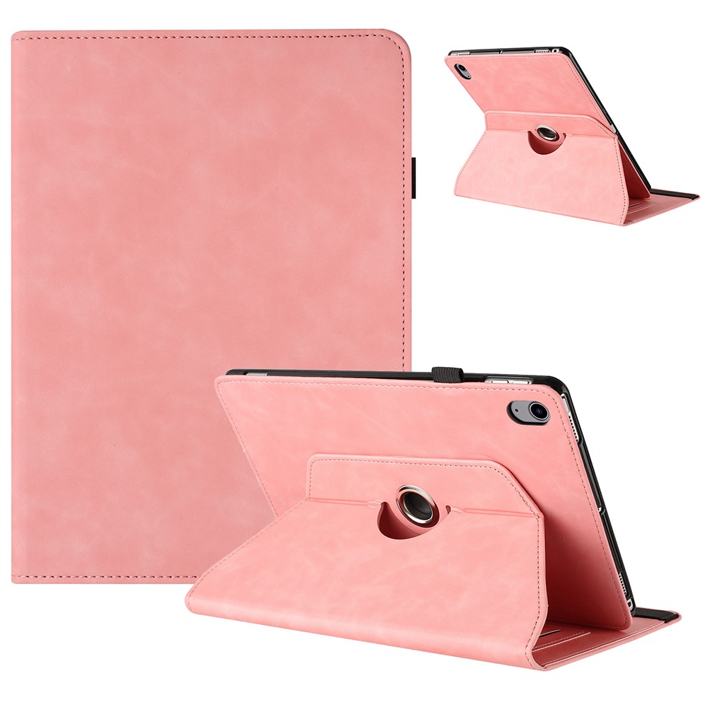 For iPad mini (2024) / (2021) Case Rotating Stand Solid Color PU Leather Tablet Cover - Pink