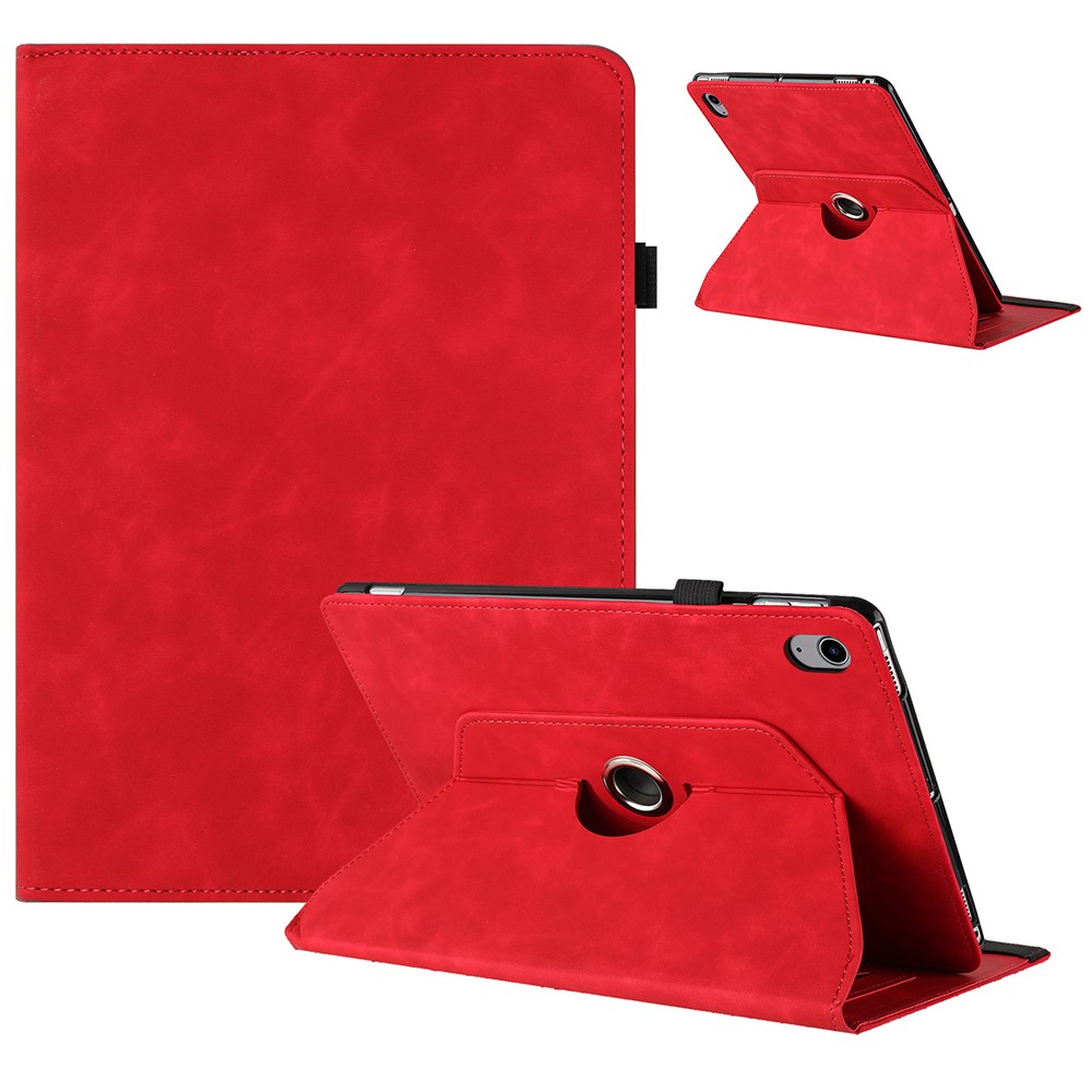 For iPad mini (2024) / (2021) Case Rotating Stand Solid Color PU Leather Tablet Cover - Red