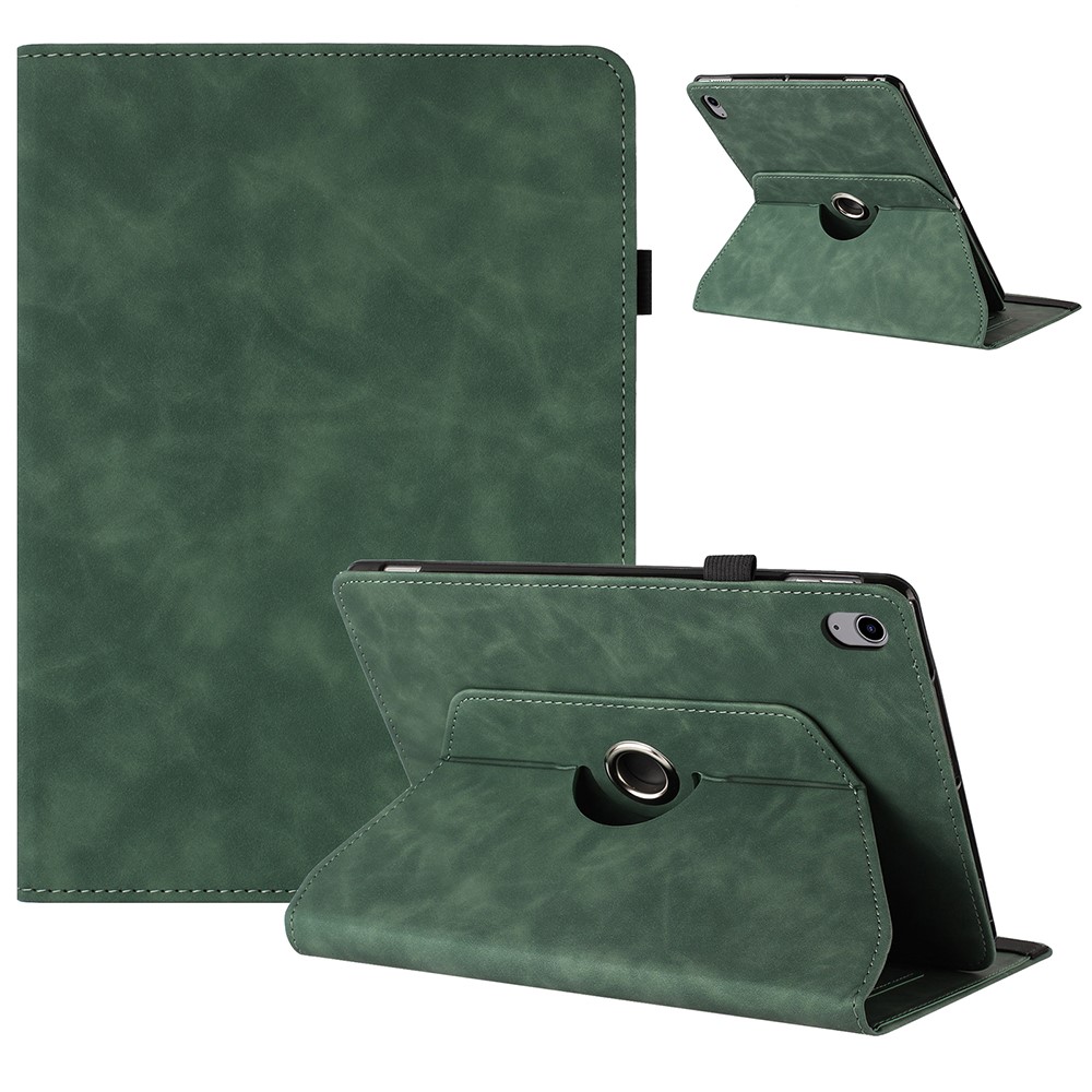 For iPad mini (2024) / (2021) Case Rotating Stand Solid Color PU Leather Tablet Cover - Green