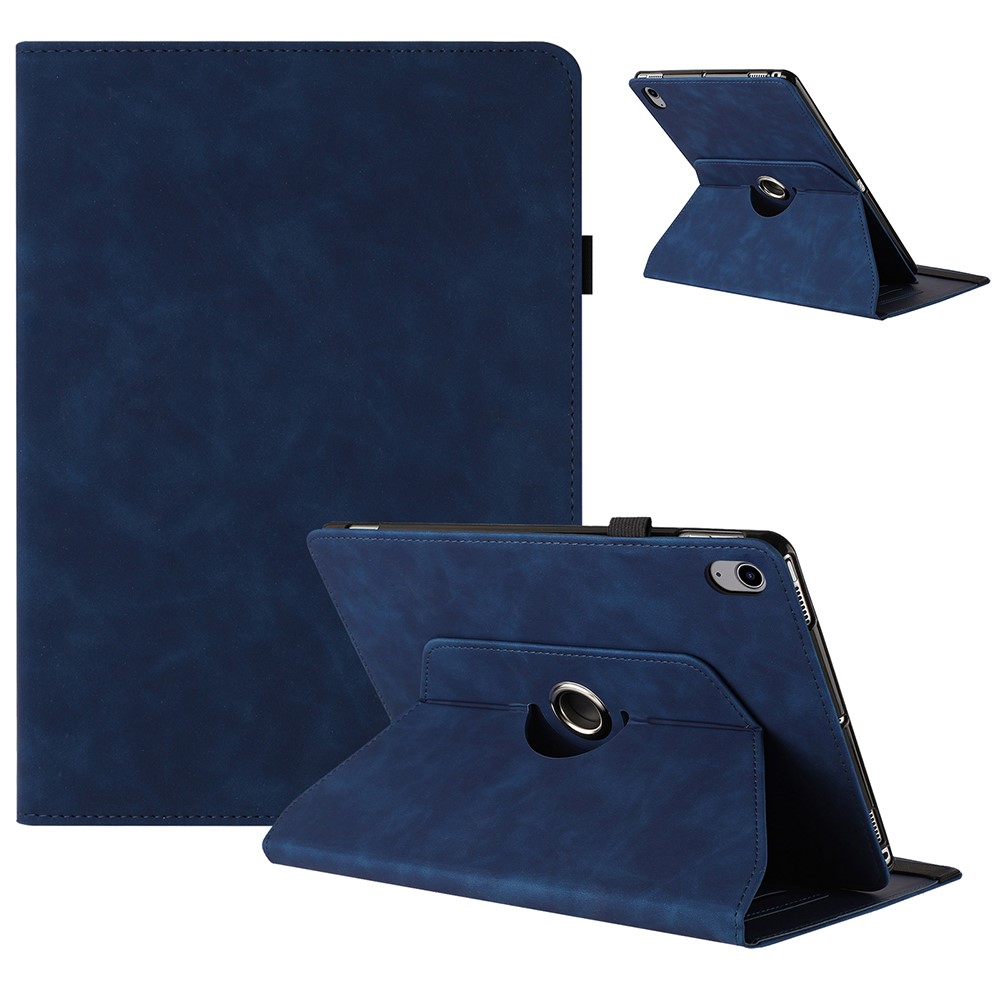 For iPad mini (2024) / (2021) Case Rotating Stand Solid Color PU Leather Tablet Cover - Blue