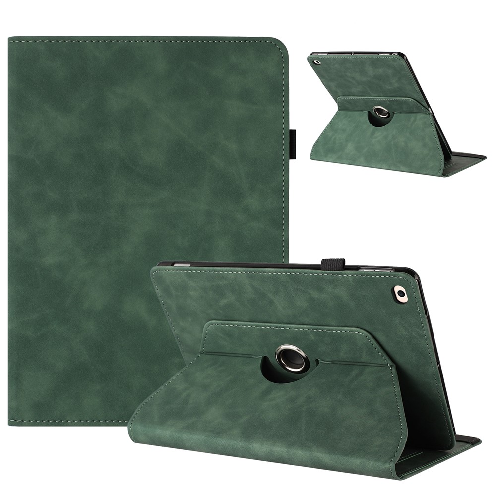 Tablet Case for iPad 9.7-inch (2018) / (2017) / iPad Air 2 / Air (2013) Rotating Stand Solid Color PU Leather Cover - Green