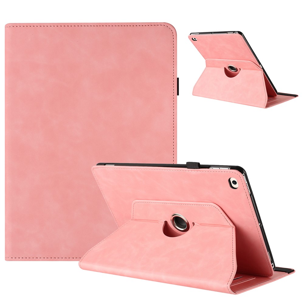 Tablet Case for iPad 9.7-inch (2018) / (2017) / iPad Air 2 / Air (2013) Rotating Stand Solid Color PU Leather Cover - Pink