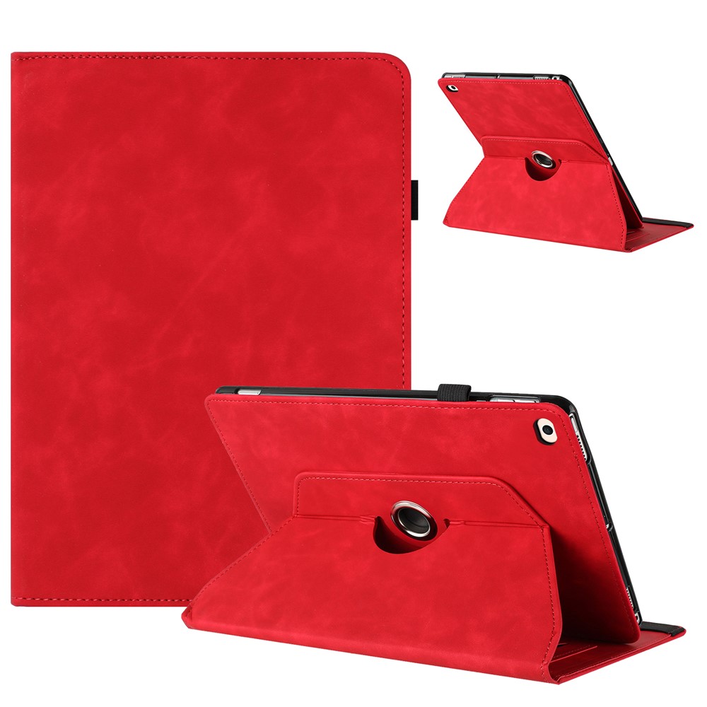 Tablet Case for iPad 9.7-inch (2018) / (2017) / iPad Air 2 / Air (2013) Rotating Stand Solid Color PU Leather Cover - Red
