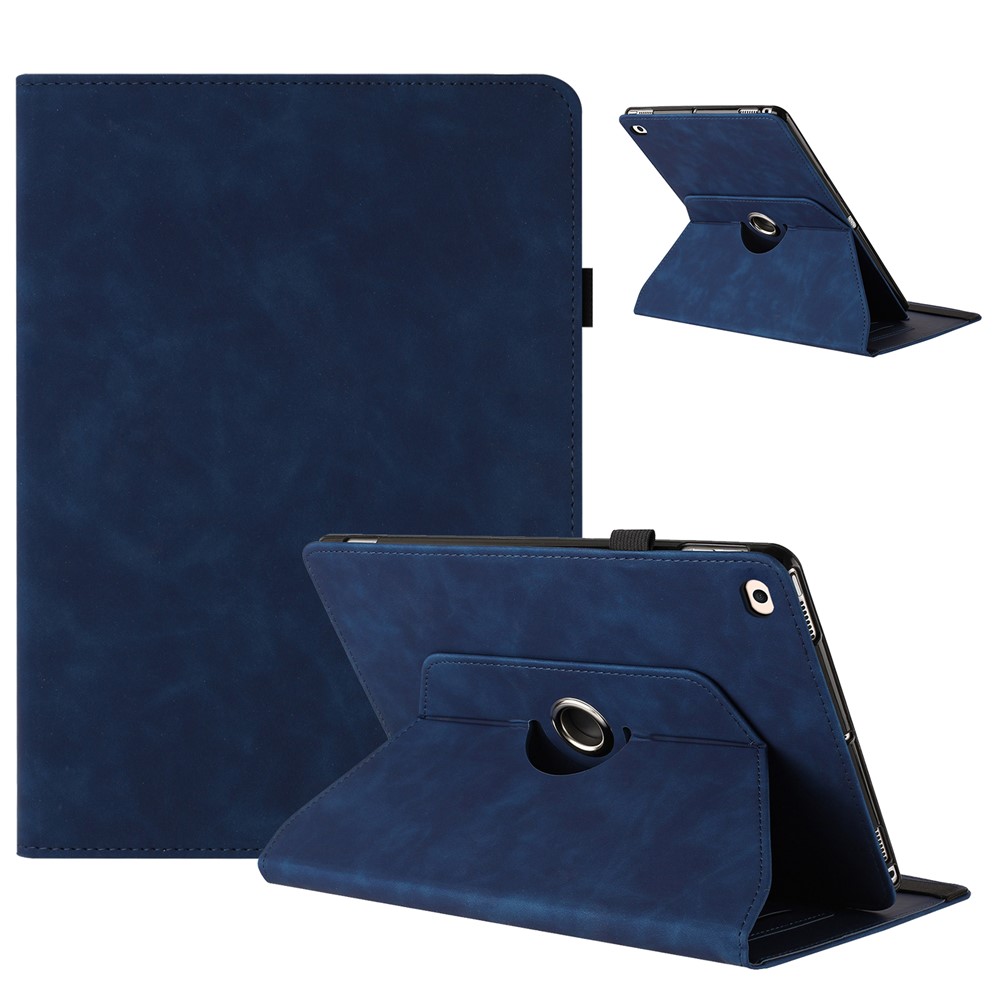 Tablet Case for iPad 9.7-inch (2018) / (2017) / iPad Air 2 / Air (2013) Rotating Stand Solid Color PU Leather Cover - Blue