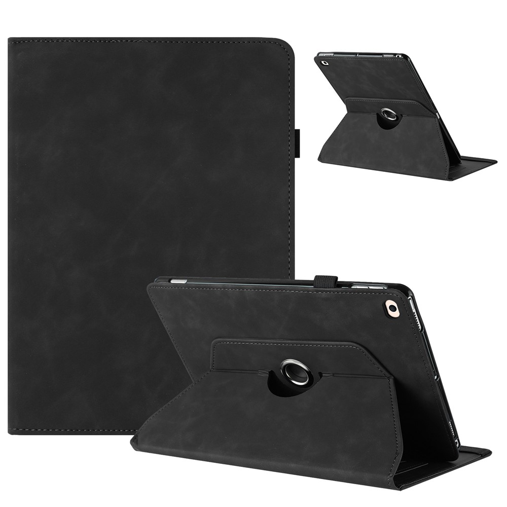 Tablet Case for iPad 9.7-inch (2018) / (2017) / iPad Air 2 / Air (2013) Rotating Stand Solid Color PU Leather Cover - Black