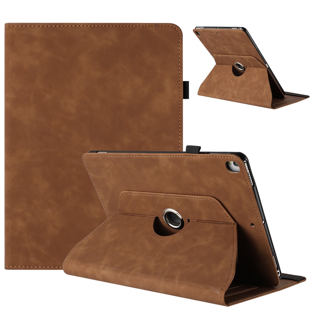 Tablet Case for iPad 10.2 (2020) / (2019) / iPad Air 10.5 inch (2019) / Pro 10.5-inch (2017) Rotating Stand Solid Color PU Leather Cover - Brown