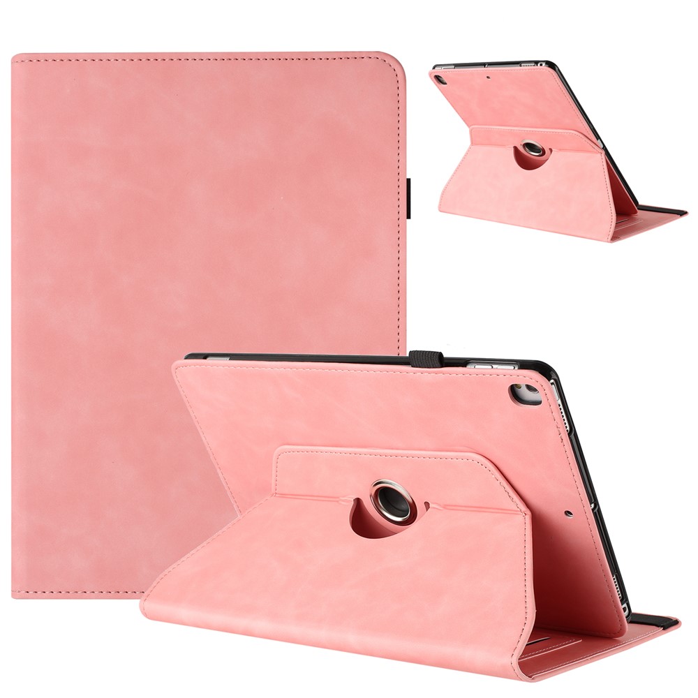 Tablet Case for iPad 10.2 (2020) / (2019) / iPad Air 10.5 inch (2019) / Pro 10.5-inch (2017) Rotating Stand Solid Color PU Leather Cover - Pink