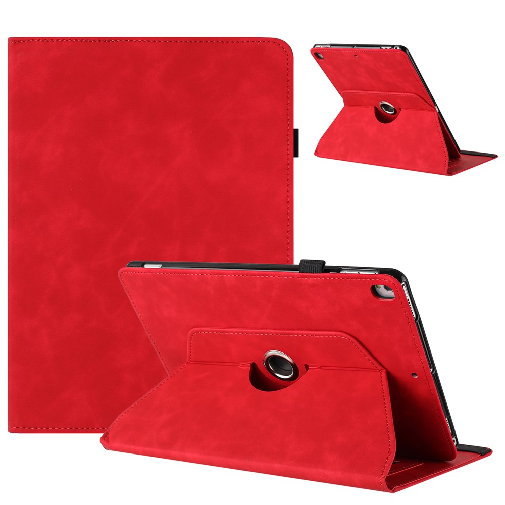Tablet Case for iPad 10.2 (2020) / (2019) / iPad Air 10.5 inch (2019) / Pro 10.5-inch (2017) Rotating Stand Solid Color PU Leather Cover - Red