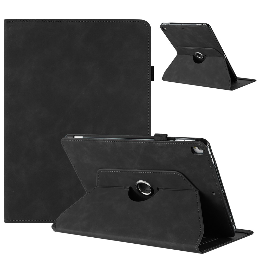 Tablet Case for iPad 10.2 (2020) / (2019) / iPad Air 10.5 inch (2019) / Pro 10.5-inch (2017) Rotating Stand Solid Color PU Leather Cover - Black