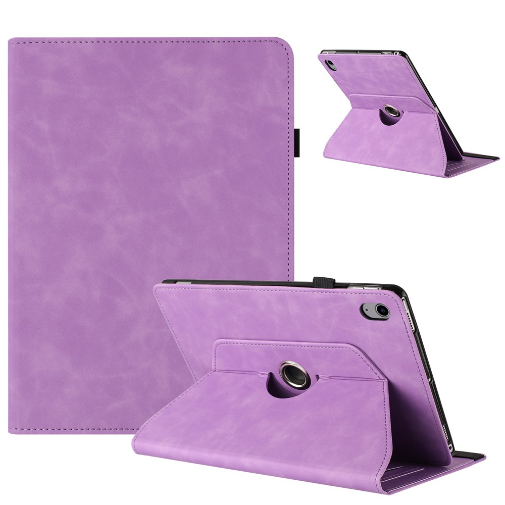For iPad (2025) / 10.9 (2022) Case Rotating Stand Solid Color PU Leather Tablet Cover - Light Purple