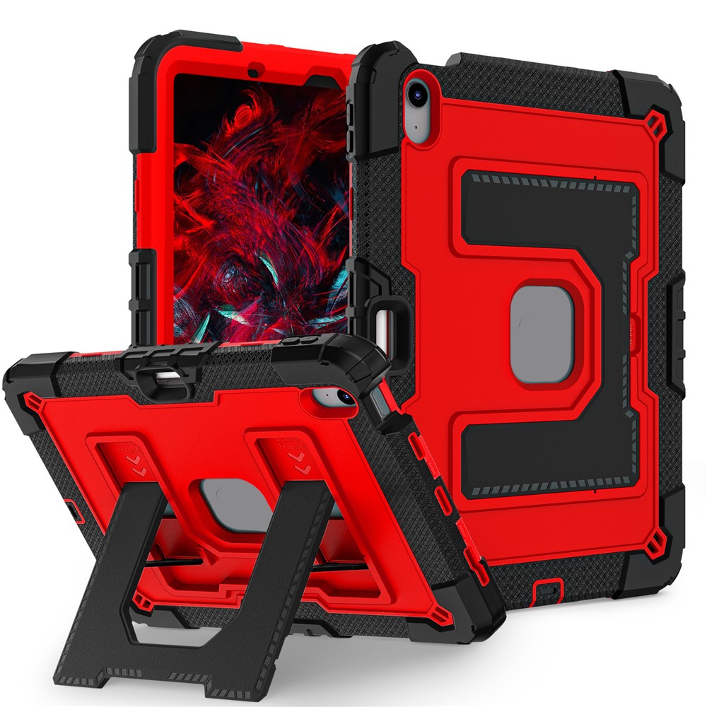 Tablet Case with Kickstand for iPad Air 11 (2025) / (2024) / Air (2022) / (2020) Anti Drop PC + Silicone Cover - Black+Red