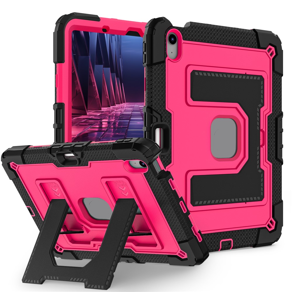 Tablet Case with Kickstand for iPad Air 11 (2025) / (2024) / Air (2022) / (2020) Anti Drop PC + Silicone Cover - Black+Rose