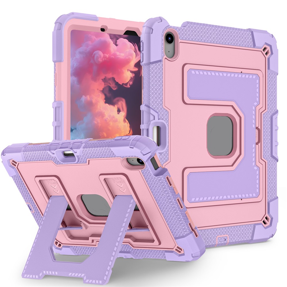 Tablet Case with Kickstand for iPad Air 11 (2025) / (2024) / Air (2022) / (2020) Anti Drop PC + Silicone Cover - Purple+Rose Gold