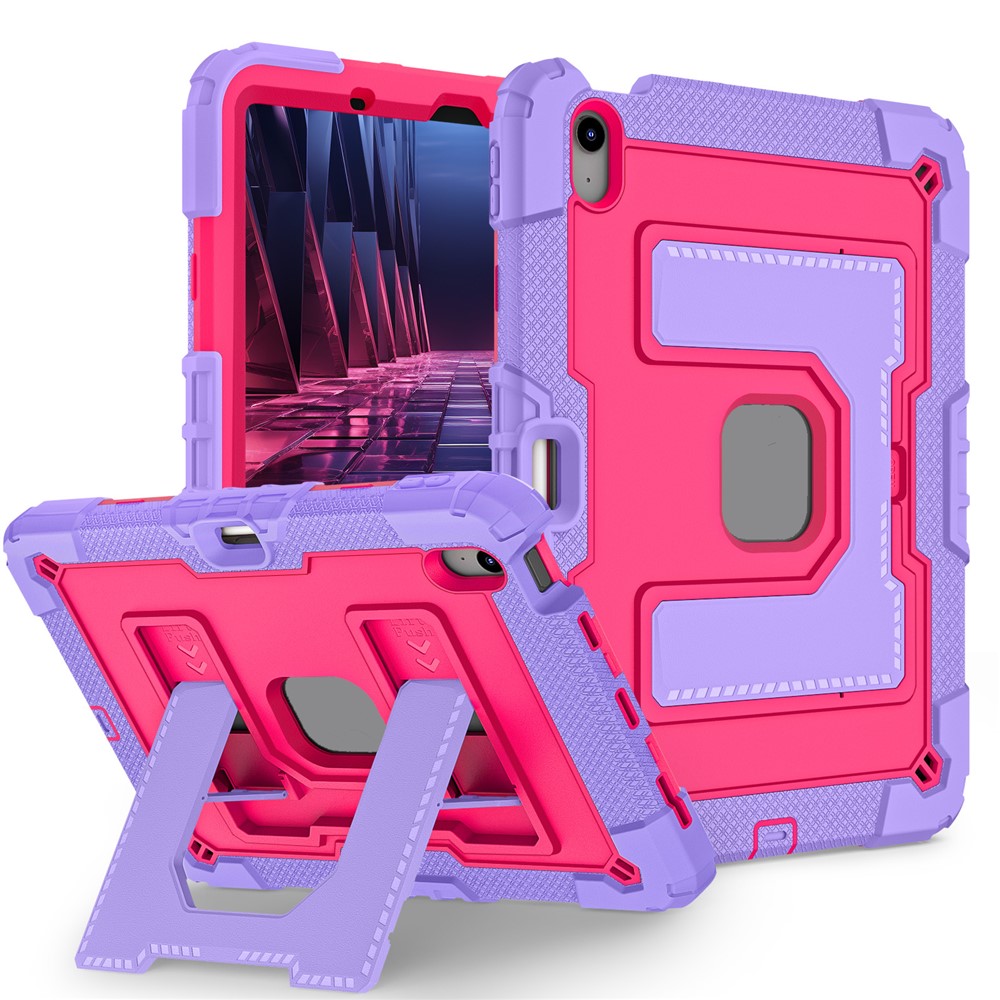 Tablet Case with Kickstand for iPad Air 11 (2025) / (2024) / Air (2022) / (2020) Anti Drop PC + Silicone Cover - Purple+Rose