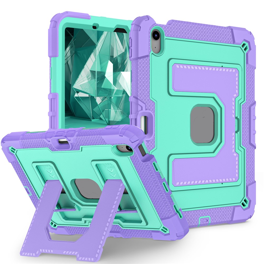 Tablet Case with Kickstand for iPad Air 11 (2025) / (2024) / Air (2022) / (2020) Anti Drop PC + Silicone Cover - Purple+Mint Green