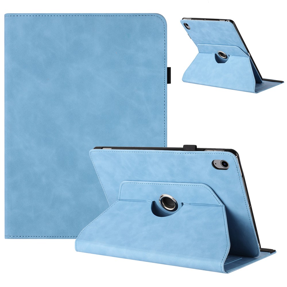 Tablet Case For iPad Air 11 (2025)  /  (2024)  /  Air (2022)  /  (2020) Rotating Stand Solid Color PU Leather Cover - Sky Blue