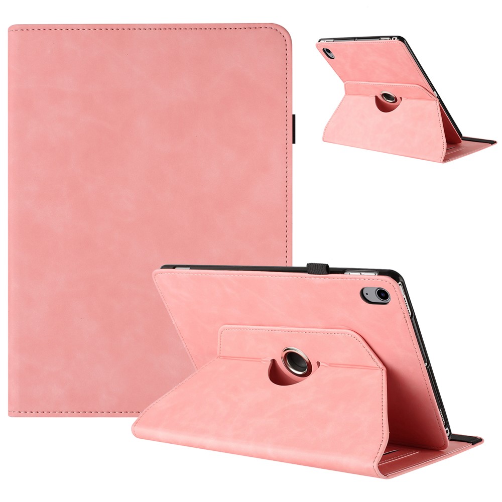 Tablet Case For iPad Air 11 (2025) / (2024) / Air (2022) / (2020) Rotating Stand Solid Color PU Leather Cover - Pink