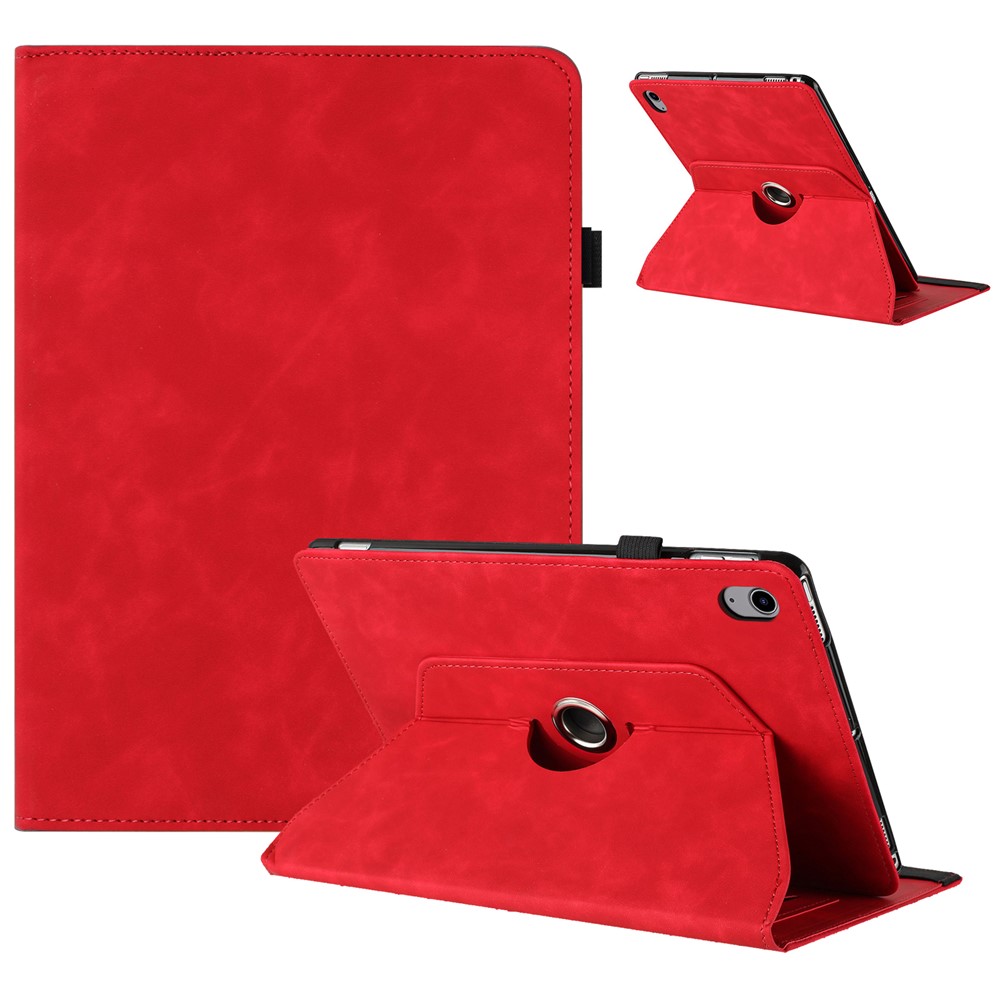 Tablet Case For iPad Air 11 (2025) / (2024) / Air (2022) / (2020) Rotating Stand Solid Color PU Leather Cover - Red