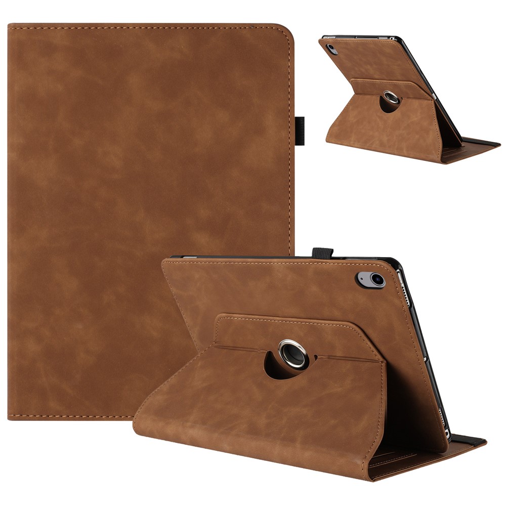 Tablet Case For iPad Air 11 (2025) / (2024) / Air (2022) / (2020) Rotating Stand Solid Color PU Leather Cover - Brown