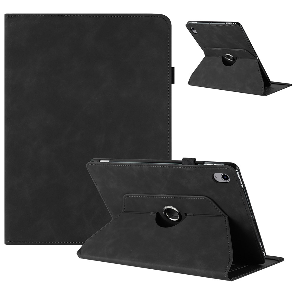 Tablet Case For iPad Air 11 (2025) / (2024) / Air (2022) / (2020) Rotating Stand Solid Color PU Leather Cover - Black