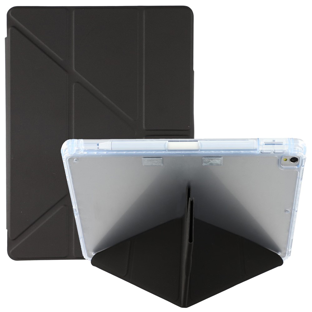 Stand Case for iPad 10.2 (2021) / (2020) / (2019) / iPad Air 10.5 inch (2019) / Pro 10.5-inch (2017) PU Leather Clear Acrylic Tablet Cover - Black
