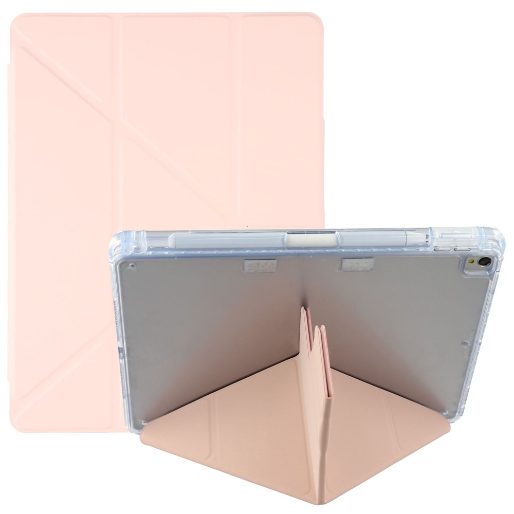 Stand Case for iPad 10.2 (2021) / (2020) / (2019) / iPad Air 10.5 inch (2019) / Pro 10.5-inch (2017) PU Leather Clear Acrylic Tablet Cover - Pink
