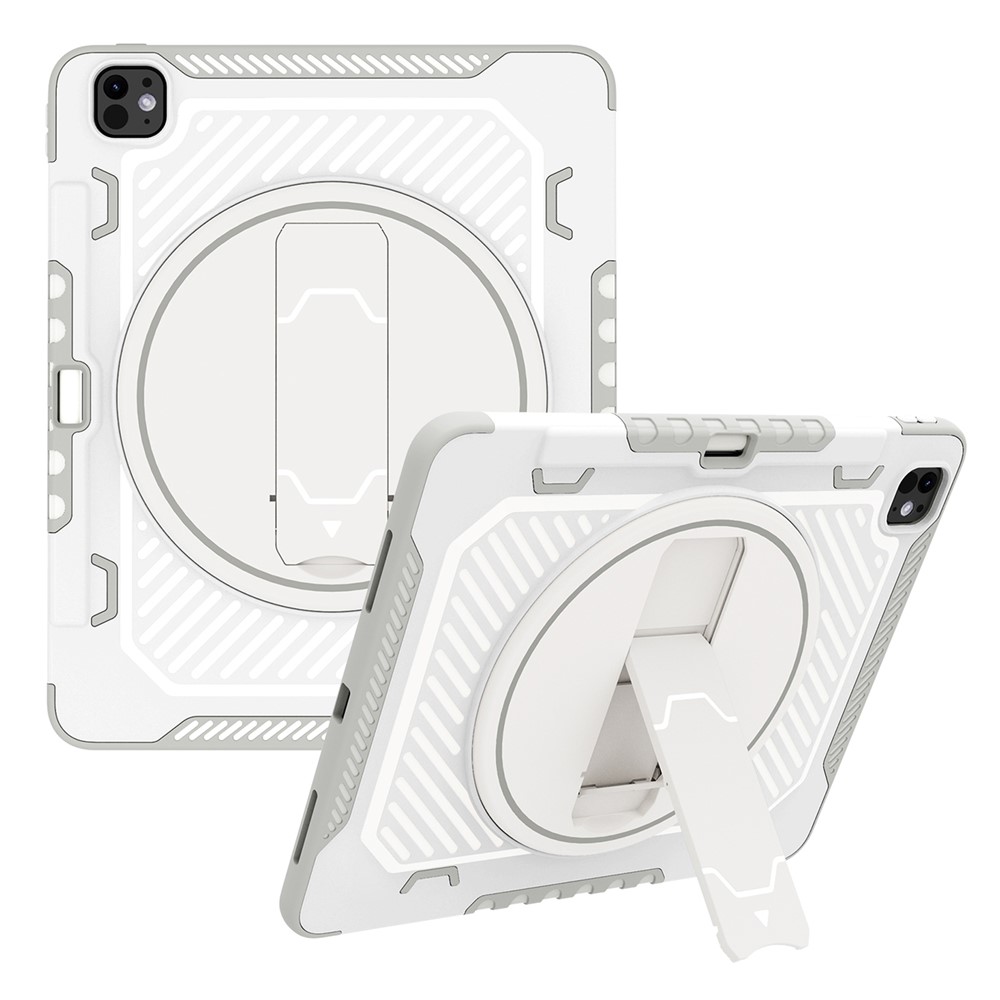 For iPad Pro 13 (2025) / 13 (2024) Case Kickstand PC + TPU Shockproof Tablet Cover with Pen Slot - Grey