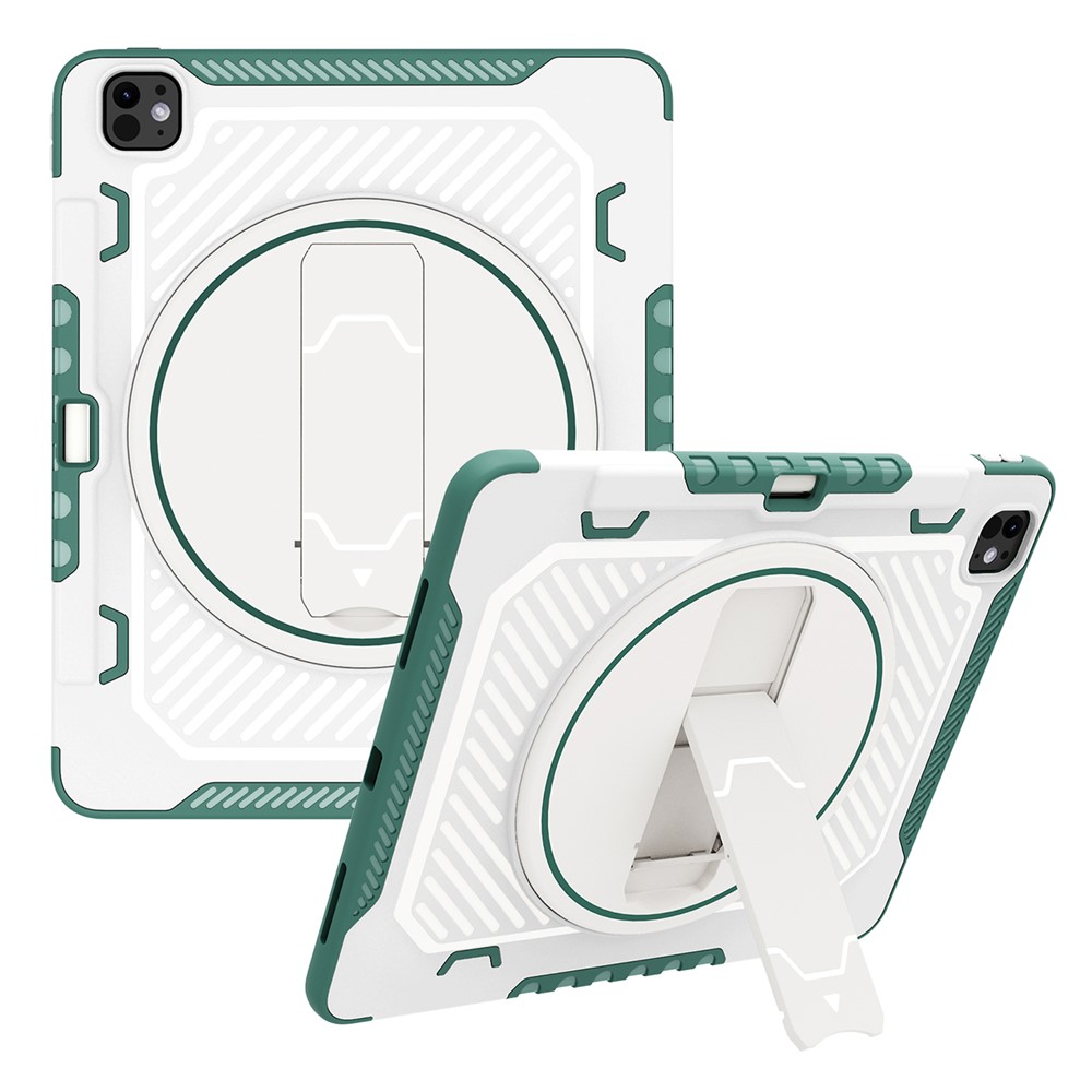 For iPad Pro 13 (2025) / 13 (2024) Case Kickstand PC + TPU Shockproof Tablet Cover with Pen Slot - Green
