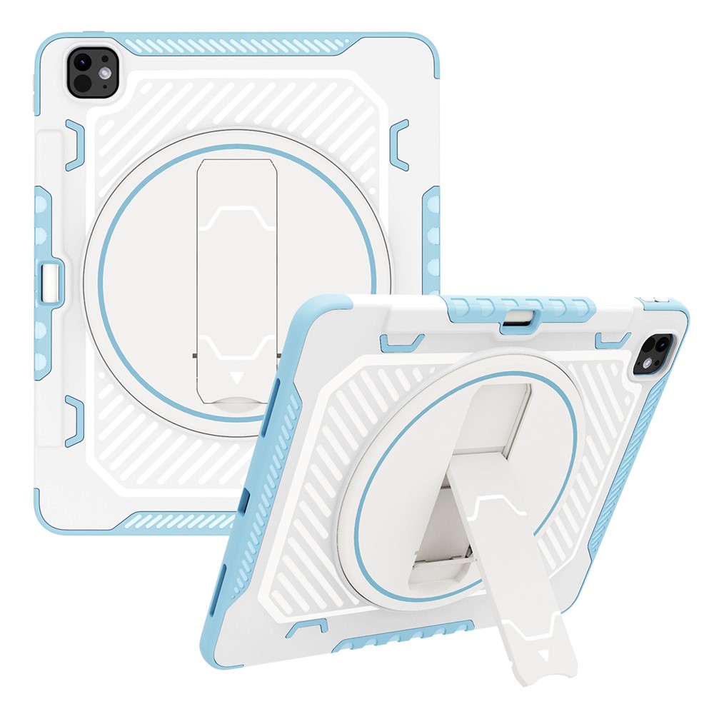 For iPad Pro 13 (2025) / 13 (2024) Case Kickstand PC + TPU Shockproof Tablet Cover with Pen Slot - Blue