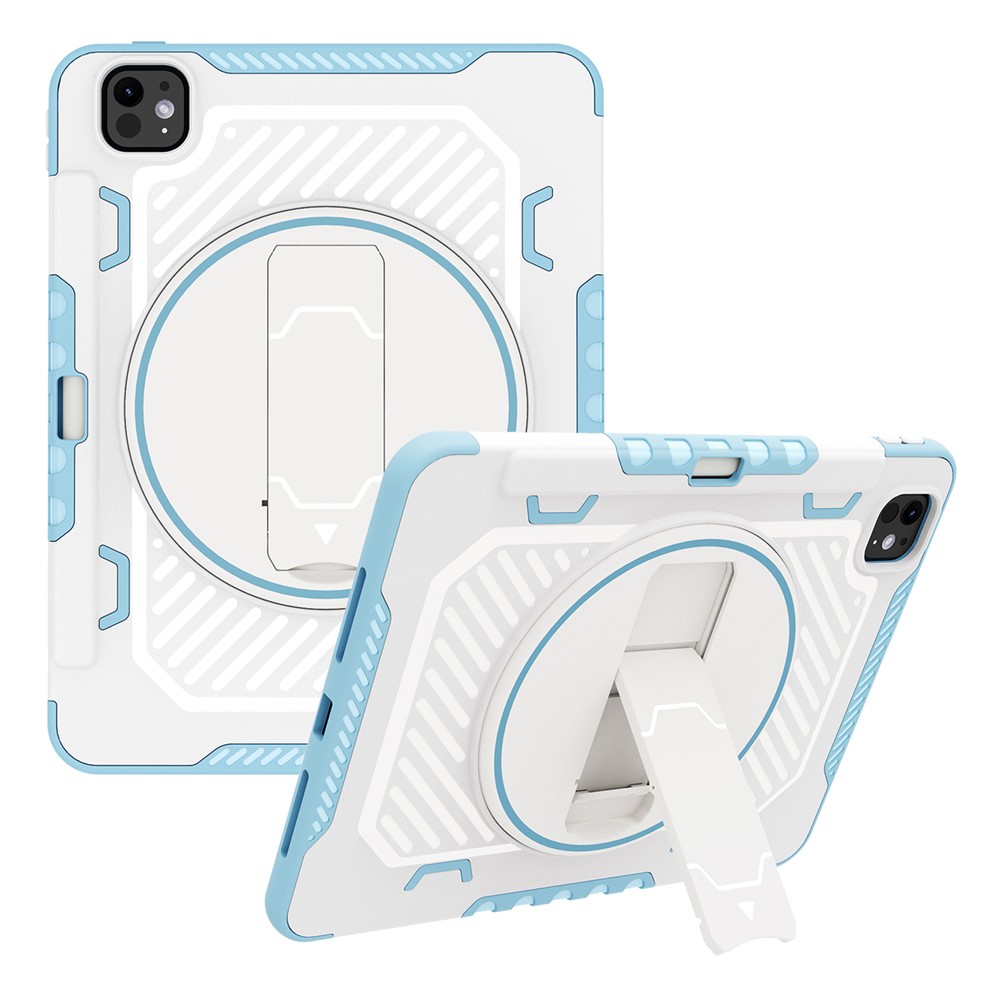 For iPad Pro 11 (2025) / 11 (2024) Case Kickstand PC + TPU Shockproof Tablet Cover with Pen Slot - Blue