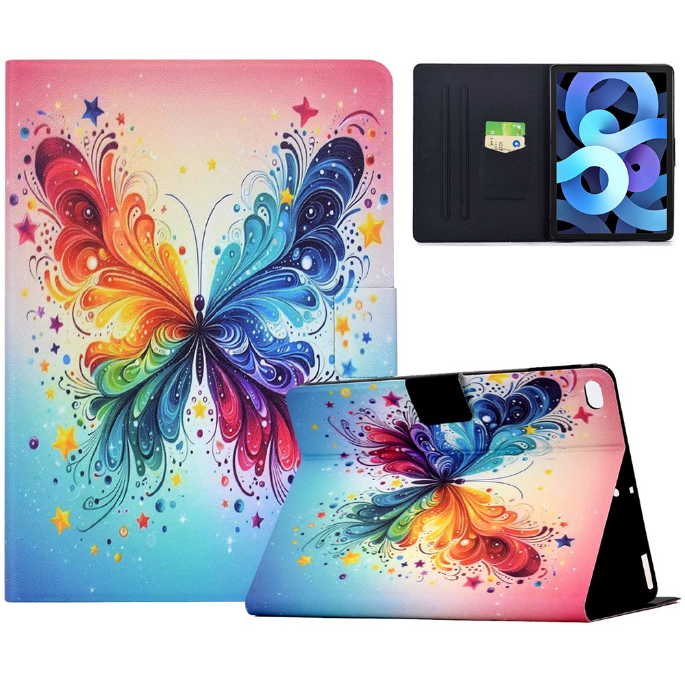 Leather Case for iPad 9.7-inch (2018) / (2017) / iPad Air 2 / Air (2013) Pattern Painting Card Slots Stand Cover with Auto Sleep / Wake - Colorful Butterfly