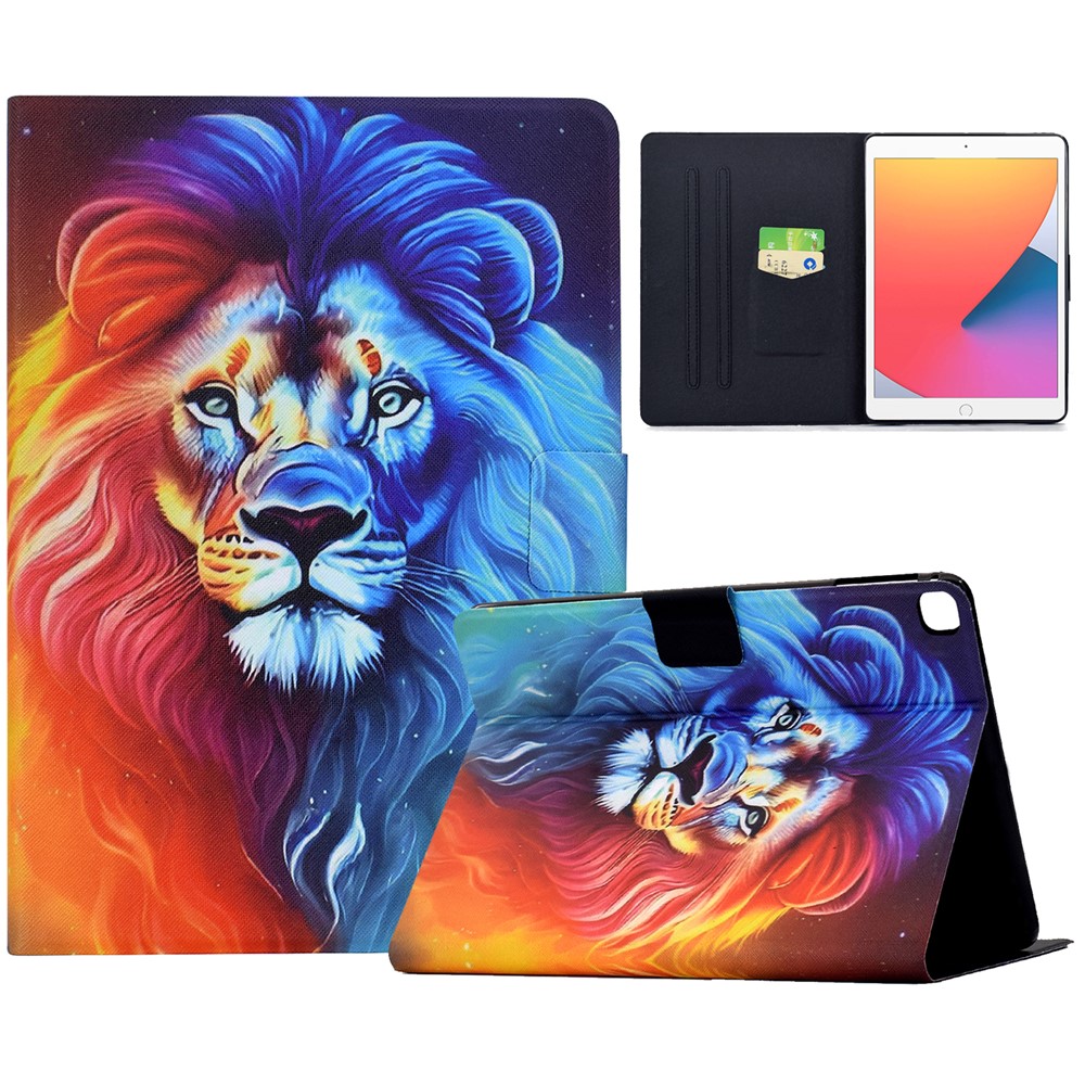 Leather Case for iPad 10.2 (2020) / (2019) / iPad Air 10.5 inch (2019) Pattern Paint Card Slots Stand Tablet Cover Auto Sleep / Wake - Colorful Lion