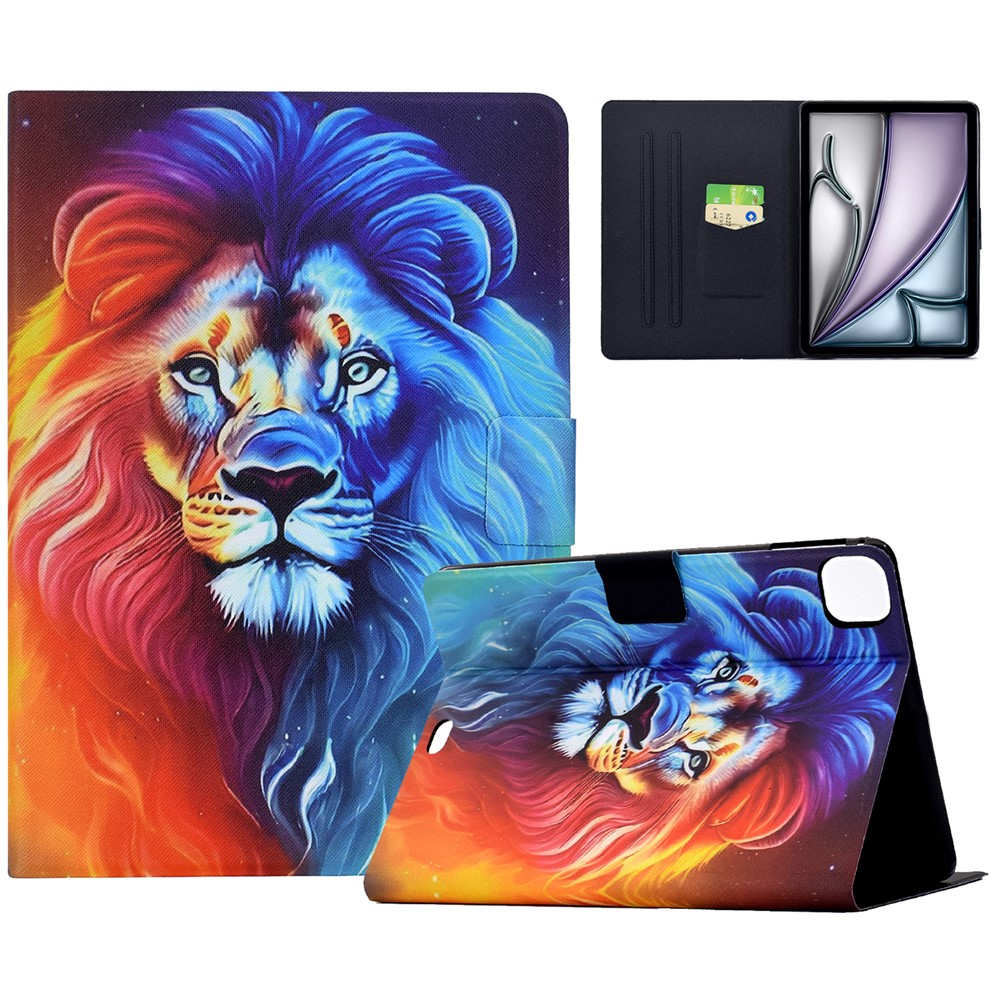 Leather Case for iPad Air 11(2025) / (2024) / iPad Air (2022) / (2020) / iPad Pro 11 (2022) / (2021) / (2020) / (2018) Pattern Paint Cover Auto Sleep / Wake - Colorful Lion