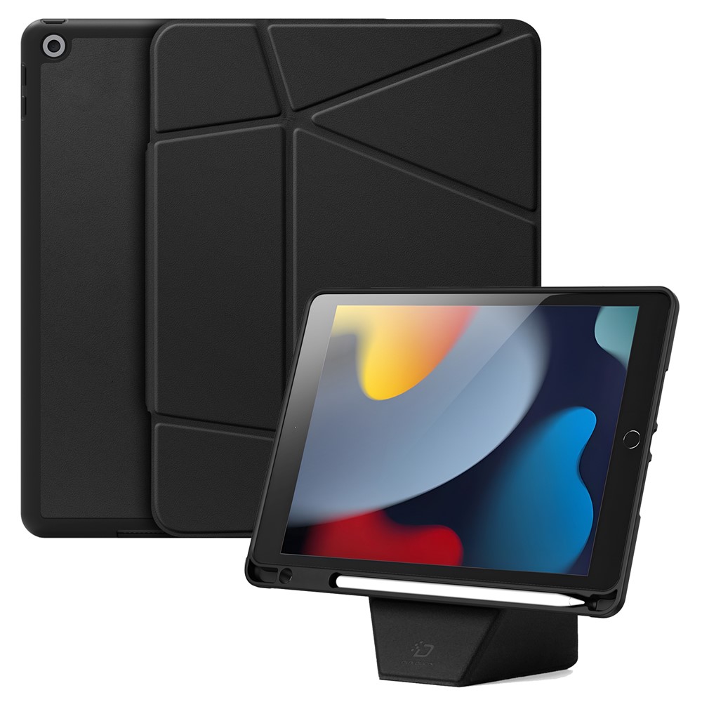 DUX DUCIS Vers Series Tablet Case for iPad 10.2 (2021) / (2020) / (2019) Stand Leather Cover - Black