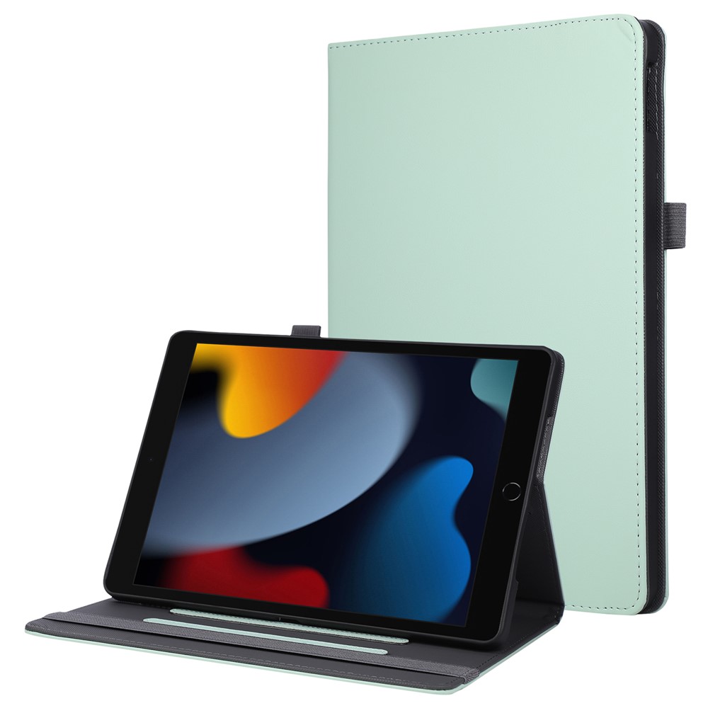 Tablet Case For iPad 10.2 (2021)  /  (2020)  /  (2019)  /  Air 10.5 inch (2019) Foldable Stand Leather Cover with Handheld Wristband - Green