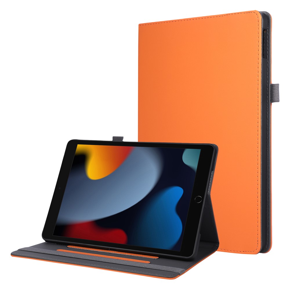 Tablet Case For iPad 10.2 (2021)  /  (2020)  /  (2019)  /  Air 10.5 inch (2019) Foldable Stand Leather Cover with Handheld Wristband - Orange