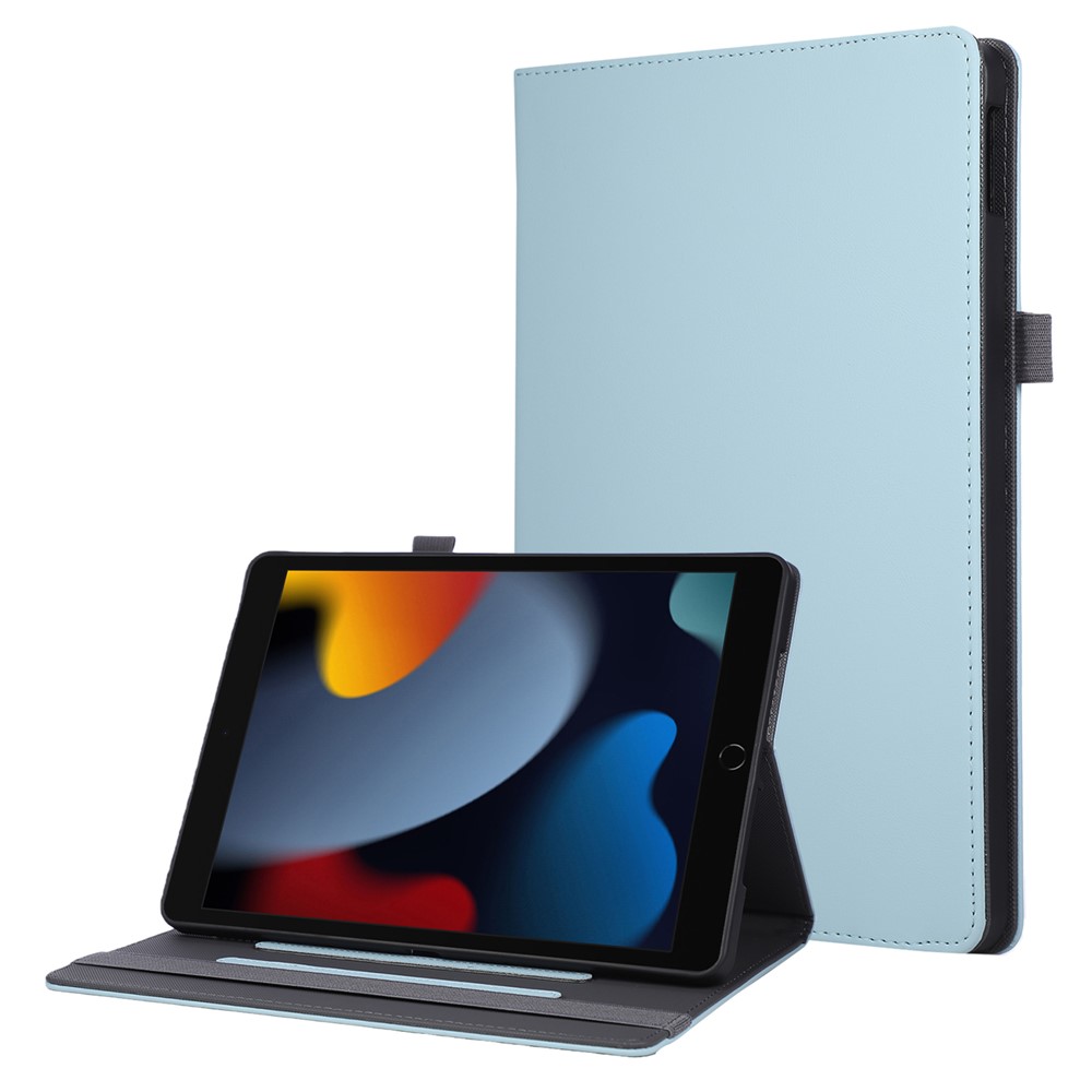 Tablet Case For iPad 10.2 (2021)  /  (2020)  /  (2019)  /  Air 10.5 inch (2019) Foldable Stand Leather Cover with Handheld Wristband - Blue